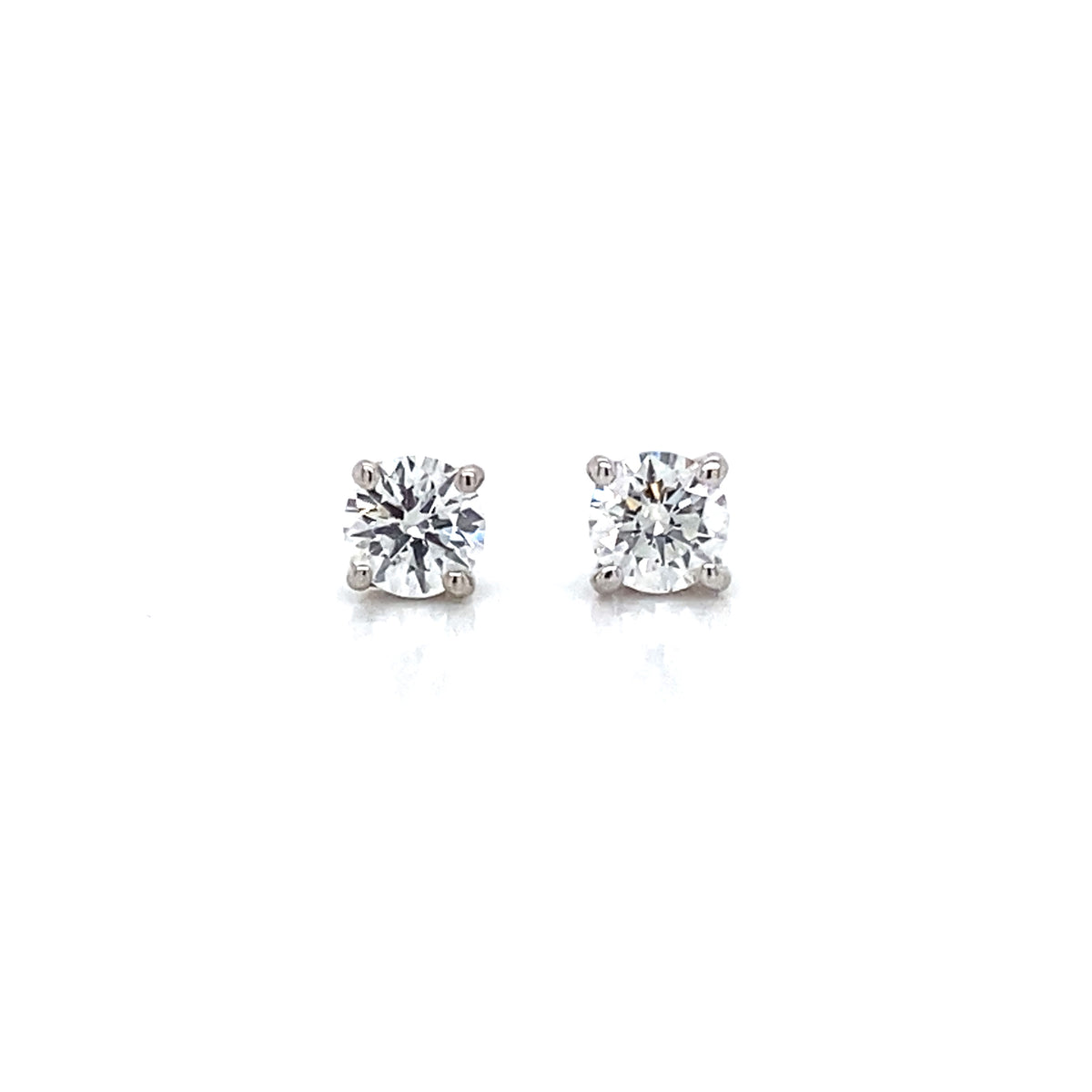 Brilliant Round Diamond Studs, 0.36 T.C.W. E/F VS, 18k White Gold