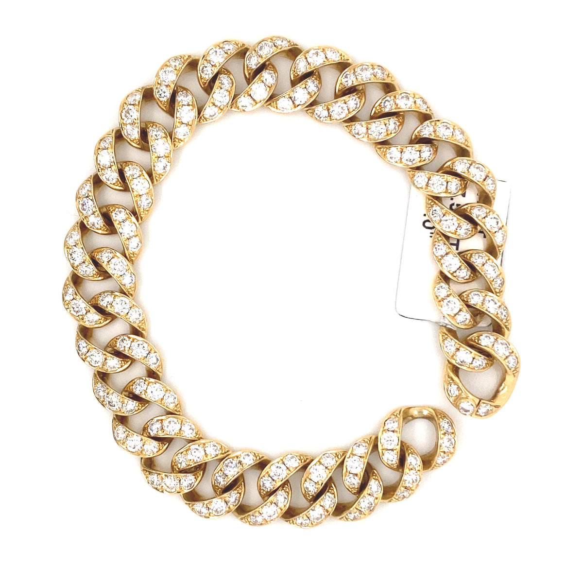 Cuban Link Diamond Bracelet, 18k Yellow Gold