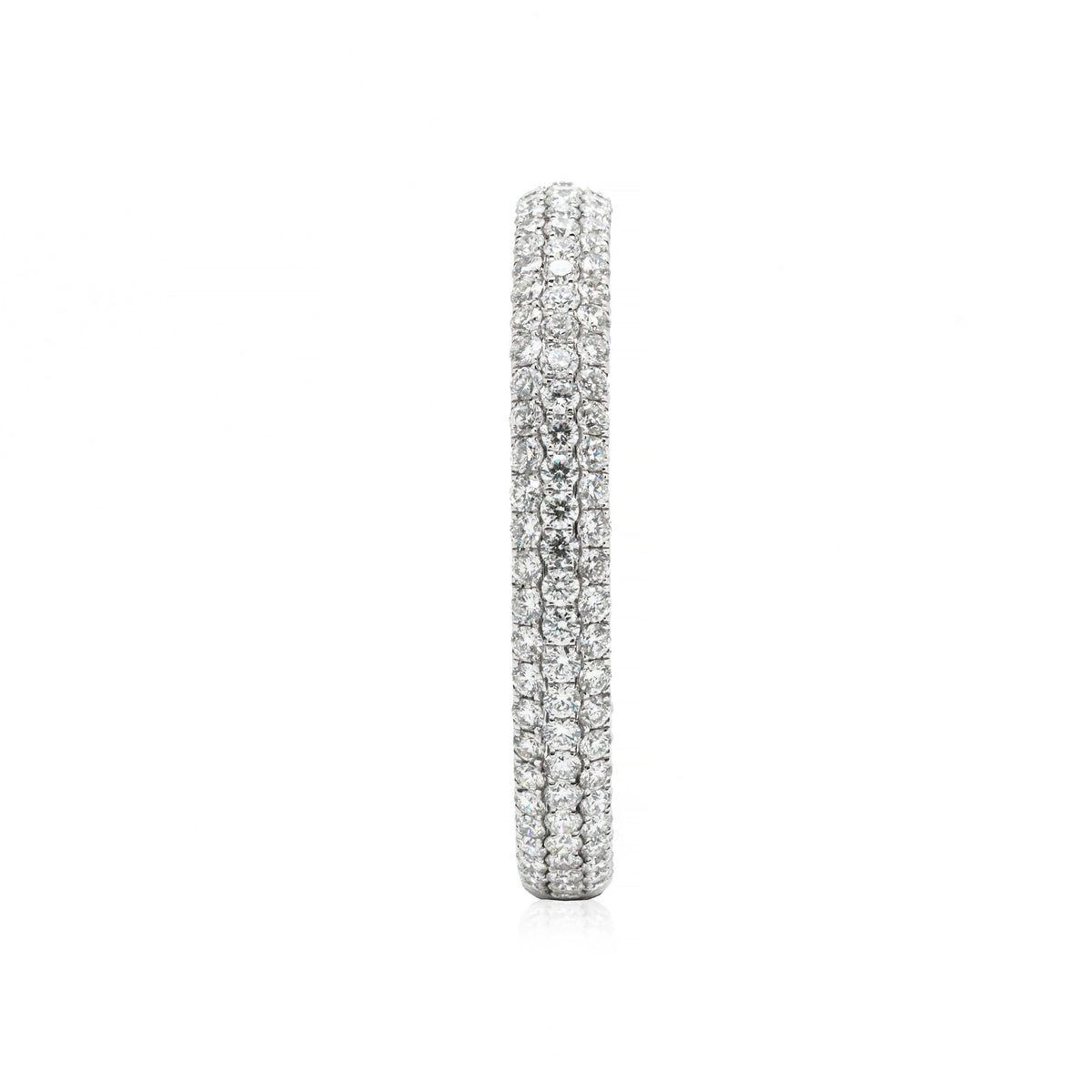 Multi-Row Pave Diamond Hoop Earring, 18k White Gold
