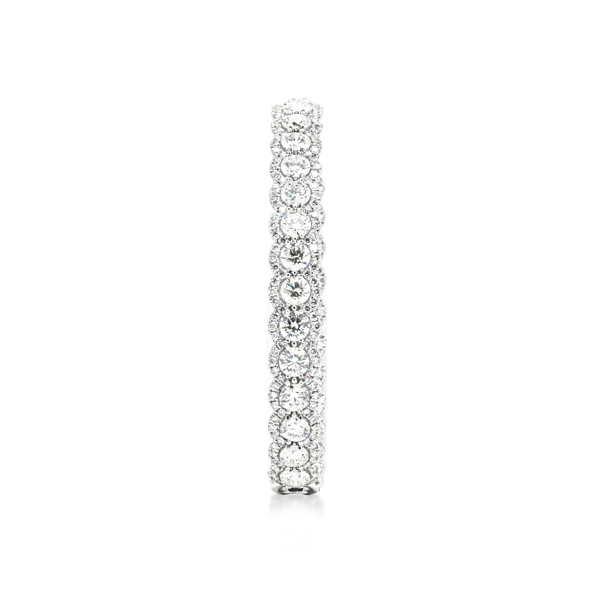 Diamond Halo Hoop Earrings, 18k White Gold